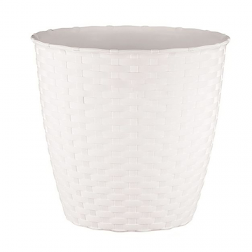 Ghiveci ratan Stefanplast, plastic, alb, 1.1 L, diametru 14 cm, 12.5 cm