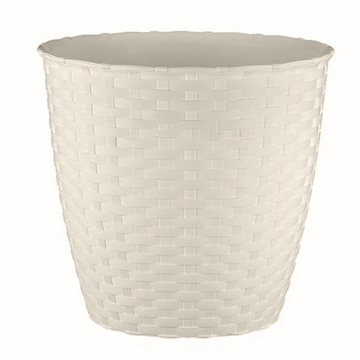 Ghiveci ratan Stefanplast, plastic, crem, 3 L, diametru 19 cm, 17.5 cm
