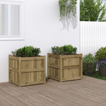 Jardiniere de gradina , 2 buc., lemn de pin impregnat