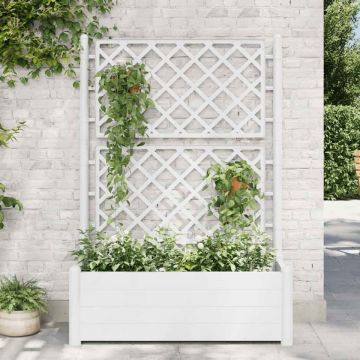 Jardinieră de grădină cu spalier, alb, 100 x 43 x 142, PP