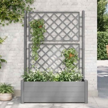 Jardinieră de grădină cu spalier, gri piatră, 100x43x142, PP