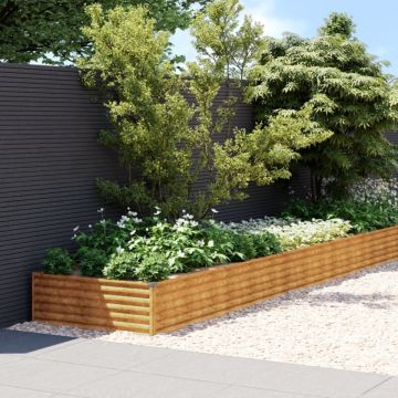 Strat înălțat de grădină, 960x100x36 cm, oțel corten