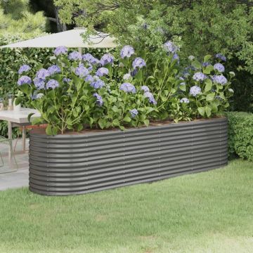 Strat înălțat grădină gri 296x80x68cm oțel vopsit electrostatic