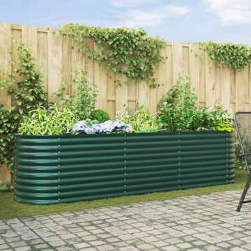 Bază de Grădină Ridicată Verde 320x80x81 cm din Oțel Galvanizat