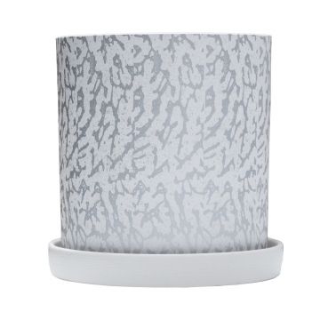 Ghiveci ceramic cu farfurioara Charm White Silver
