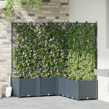 Ghiveci de grădină cu suport 5 bucăți gri deschis 120x120x143 cm