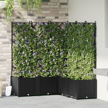 Ghiveci de grădină cu trellis 5 bucăți Negre 120x120x143 cm