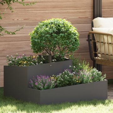 Ghiveci Negru 80x80x50 cm din oțel laminat la rece
