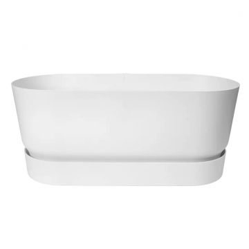 Jardiniera cu roti pentru terasa greenville 60cm, culoare alb