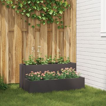 Jardiniere 2-Tier 100x60x45 cm din Oțel Negru