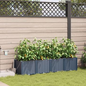 Jardiniere cu sistem de irigare 4 buc Gri
