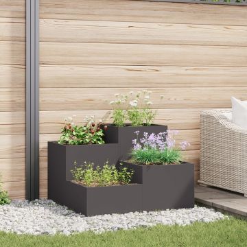 Jardiniere pentru grădină 100x100x60 cm Oțel Negru