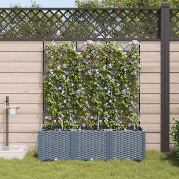 Jardiniere pentru grădină cu sistem de irigare 3 bucăți Gri deschis