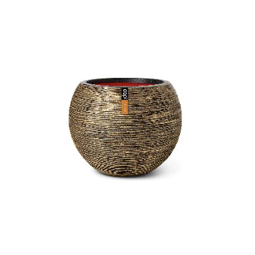 Masca de ghiveci premium cilindrica RIB NL, din material compozit, dimensiuni 62x48cm, culoarea Black-gold