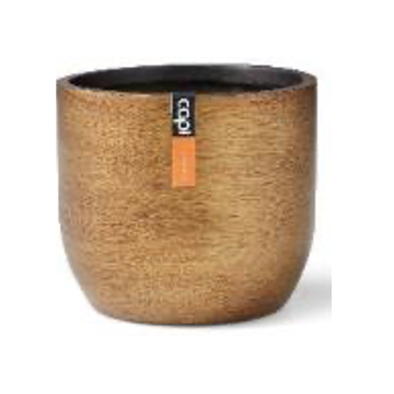 Masca de ghiveci premium cu baza rotunjita Retro, din material compozit, dimensiuni 24x21cm, culoarea gold