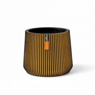 Masca de ghiveci premium cu forma moderna Groove, din material sintetic, dimensiuni 9x7cm, culoarea black-gold