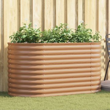 Nisip de grădină ridicat maro cu aspect de lemn 160x80x81 cm din oțel