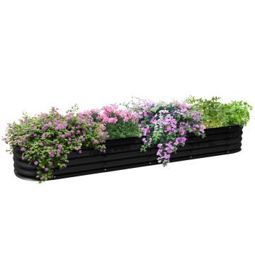 Outsunny Grădiniera ridicată pătrată pentru grădină din oțel modular pentru legume, plante, flori, dim. 240 x 62 x 30cm | Aosom Romania