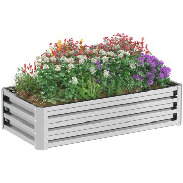 Outsunny Pat inalt Pflanzkasten, rezistent la intemperii, sol deschis, otel galvanizat, 120 cm x 60 cm x 30,5 cm, Argintiu | Aosom Romania