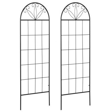 Outsunny Trelis pentru grădină set de 2 suport pentru plante agățătoare din metal - 51 x 152 cm negru | Aosom Romania