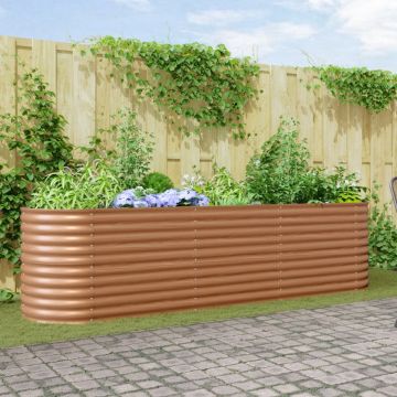 Pat Ridicat Ghiveci Efect De Lemn Metal 320 X 80 X 81 cm Durabil