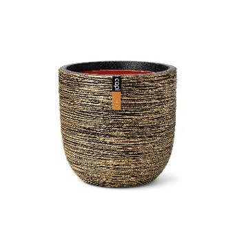 Planter ball Rib NL 43x41 black gold