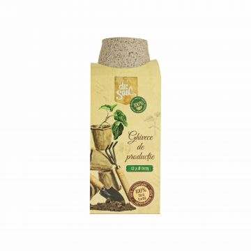 Set 12 ghivece biodegradabile rotunde pentru germinare si sadire Dr.Soil, cu diametrul de 11 cm
