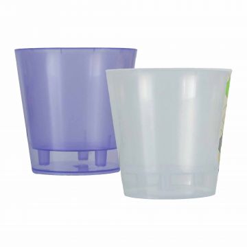 Set 2 Ghivece cu auto-udare Deco, 13x12,5 cm, culori Transparent, Violet Trans