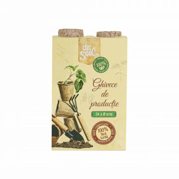 Set 24 ghivece biodegradabile rotunde pentru germinare si sadire Dr.Soil, cu diametrul de 6 cm