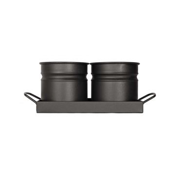 Tavita din metal cu 2 minighivecele Mary's Garden Supplies 30 cm, culoarea negru