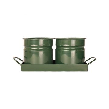 Tavita din metal cu 2 minighivecele Mary's Garden Supplies 30 cm, culoarea verde