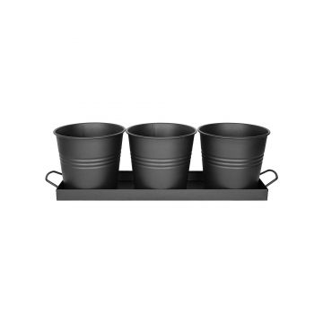 Tavita din metal cu 3 ghivecele Mary's Garden Supplies, 52 cm, culoarea negru