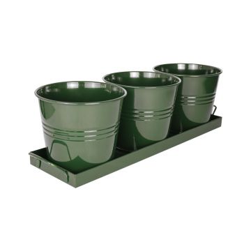 Tavita din metal cu 3 ghivecele Mary's Garden Supplies, 52 cm, culoarea verde