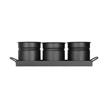 Tavita din metal cu 3 minighivecele Mary's Garden Supplies 40 cm, culoarea negru