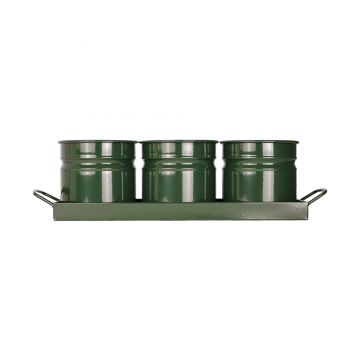 Tavita din metal cu 3 minighivecele Mary's Garden Supplies 40 cm, culoarea verde