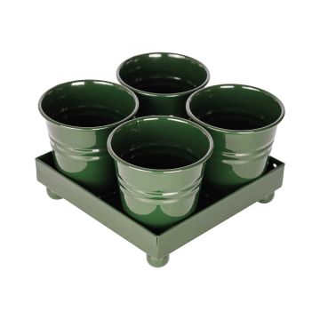 Tavita din metal cu 4 minighivecele Mary's Garden Supplies, culoarea verde