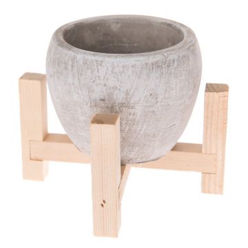 Ghiveci din beton cu suport din lemn Dakls Natural, ø 13 cm, gri