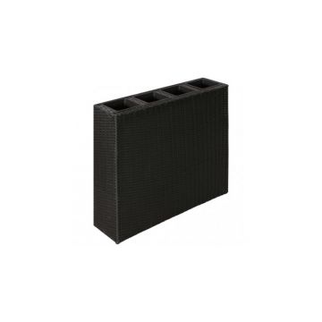 Ghiveci rectangular din ratan pentru gradina, 1 buc, Negru